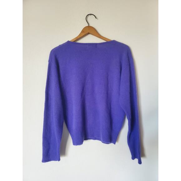VTG 1980s Prophecy Glitz Sweater Sz S PURPLE Embellished Lambswool Angora Classy - Picture 6 of 10